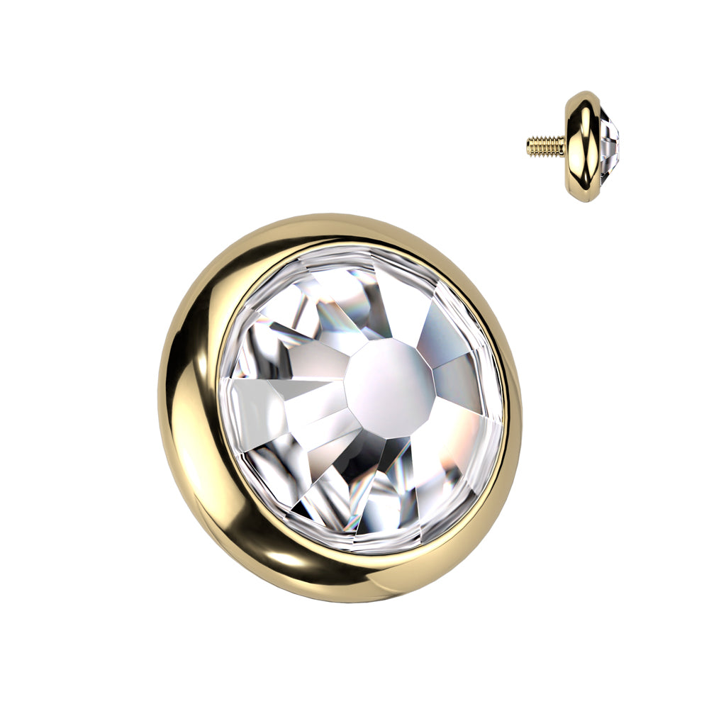 Implant Grade Titanium Internally Threaded Flat Bezel Set Crystal Top